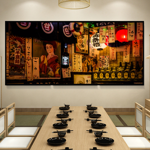 日式寿司料理店装饰画日本建筑街景风景浮世绘挂画餐厅居酒屋壁画