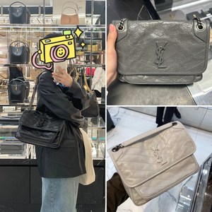 ysl/圣罗兰女包niki褶皱流浪包链条小号翻盖邮差包牛皮单肩斜挎包