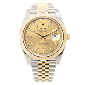 全新zg rolex劳力士恒动日志型黄金及钢金色机械男表126333ch
