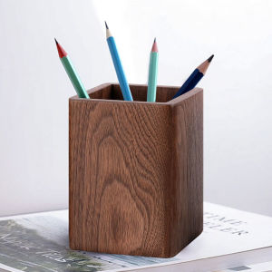 妙中阁高档实木方形笔筒收纳盒创意简约老板办公桌桌面摆件中式商