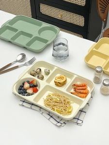 家用陶瓷分格餐盘五格大人早餐盘一人食儿童分隔餐具减脂分餐盘子