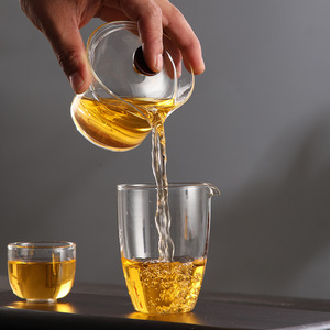 日式玻璃盖碗单个绿茶茶盏泡茶杯透明功夫茶具手抓壶茶碗带盖