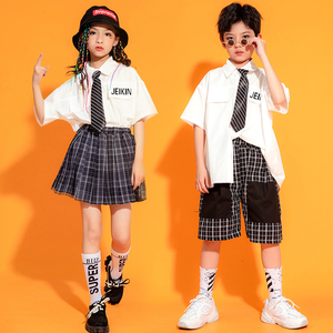 儿童街舞潮装男童嘻哈套装女童爵士表演出服韩版JK学院风校服园服