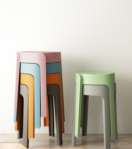 宜家北欧时尚圆凳塑料加厚成人凳子可叠放餐桌板凳家用椅子备用凳
