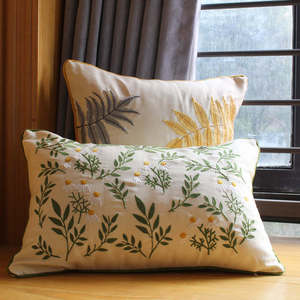 IKEA宜家美式田园风刺绣花抱枕套样板房客厅沙发靠垫外皮车内花朵