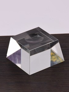 天然人造水晶球底座水晶凹底梯形玻璃方块圆球底座摆件可刻字球托