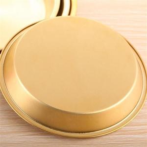 铜盆黄铜圆形真材实料加厚铜盘纯铜家用桌面盘子餐具健康简约耐用