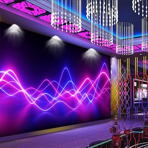3D立体科技感发光墙布量贩ktv酒吧包厢墙纸酒店会所网吧歌舞厅壁