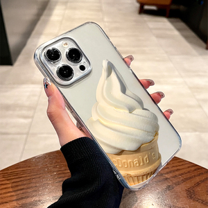 夏季甜筒冰淇淋手机壳适用苹果15/14高级iphone13promax透明12mini软硅胶11Pro新款xsmax艺术8plus清新小众套