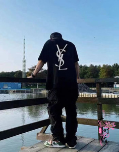 国内现货 24 春夏新款ysl字母印花logo男女款休闲宽松圆领短袖t恤