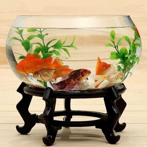玻璃鱼缸圆形透明大号 生态创意鱼缸裸缸桌面加厚玻璃鼓缸 金鱼缸