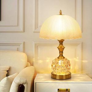 欧式轻奢现代创意高级感奶油风玻璃遥控温馨复古婚庆卧室床头台灯