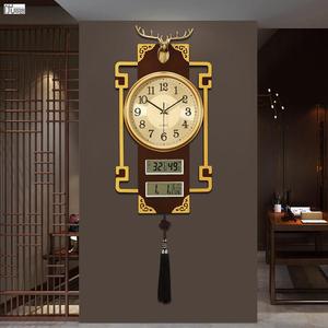 新中式装饰挂钟家用客厅万年历挂表中国风古典静音创意壁挂式钟表