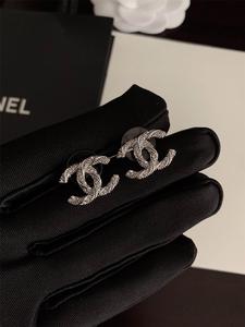 法国直邮Chanel香奈儿耳钉2024新款经典双C麻花扭纹银色耳环