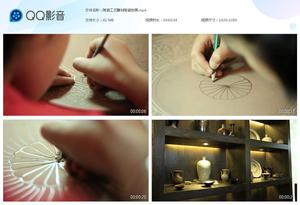 手工陶瓷工艺雕刻陶瓷绘画陶艺上色制作陶瓷制品实拍视频素材