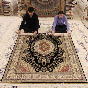 真丝地毯 手工真丝波斯地毯中国丝织地毯高密度手工打结地毯客厅