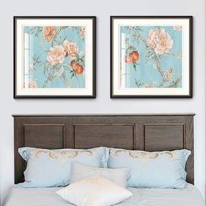 卧室轻奢装饰画花卉牡丹高档现代美式软装挂画样板房法式床头画