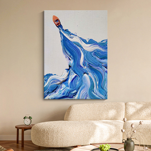 小众艺术手绘油画抽象蓝色海浪客厅装饰画大芬村玄关丙烯肌理挂画