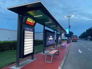 厂家设计候车亭 不锈钢公交站台滚动换画广告灯箱 广告宣传栏站牌