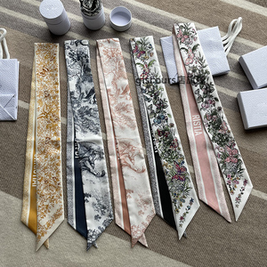 24新款适用于D家的绑包丝巾缠手柄丝带动物老花千鸟格字母长发带