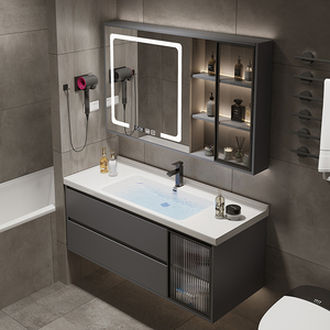 科勒᷂现代简约智能浴室柜玻璃门卫生间洗手盆实木洗脸盆陶瓷一体