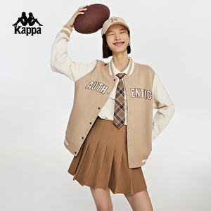 Kappa卡帕棒球服2023女运动复古卫衣休闲拼色开衫外套K0D82WK70