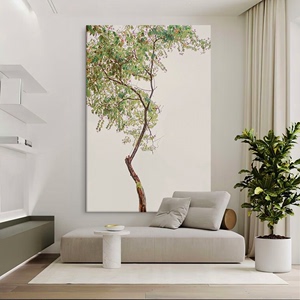 绿色叶子树木挂画客厅玄关抽象艺术装饰画植物丙烯小众手绘油画