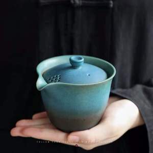 陶瓷茶碗粗陶日式手抓壶带盖茶杯家用便携泡茶壶单个三才盖碗