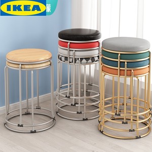 宜家IKEA家用凳子加厚塑料高凳餐桌板凳可叠放简约时尚木凳子结实