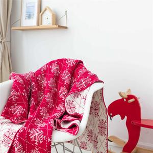定制圣诞雪花针织毛毯办公室成人空调毯沙发盖毯全棉针织线毯