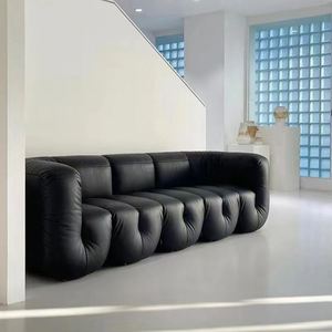 北欧中古DS707拳头U型黑色模块沙发意大利设计师民宿复古皮艺沙发