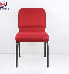 厂家批发金属红色教堂椅子可堆叠带背板礼堂并排连锁礼堂排椅
