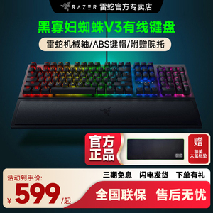 Razer雷蛇黑寡妇蜘蛛V3电竞有线游戏带腕托RGB背光104键机械键盘