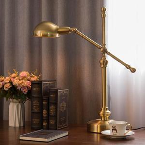 美式复古台灯全铜书房书桌装饰灯工作金属欧式长臂护眼卧室床头灯