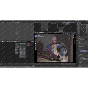 blender角色工程源文件模型资产宫本武藏 爱超萌卡通完整人物场景