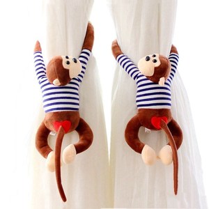 可爱带磁铁条纹长臂挂猴公仔小猴子毛绒玩具娃娃卡通一对生日礼物