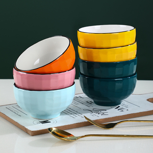 【分色餐具】彩色钻石碗陶瓷碗4.5/5/6英寸餐具家用儿童碗米饭碗