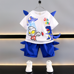 奥特曼男童夏季短袖套装24新款洋气宝宝运动衣服儿童酷帅炸街童装