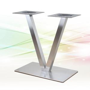 不锈钢桌子腿西F餐厅餐桌架甜品店桌脚长方形4人V形台架特色桌腿