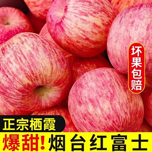 水果苹果新鲜山东烟台栖霞红富士脆甜孕妇吃的不打蜡十斤顺丰包邮