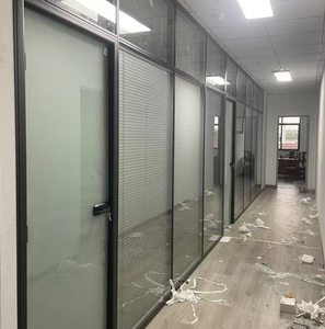 南通双面钢化玻璃门玻璃隔断墙带百叶办公会议室全景铝合金高隔墙