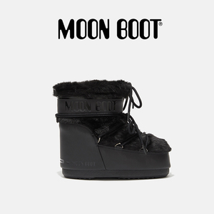 Moon Boot经典款男女同款黑色ICON 人造毛皮低帮雪地靴