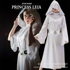 星球大战cosplay表演服装女款莉亚公主白色长裙礼服 成人儿童款