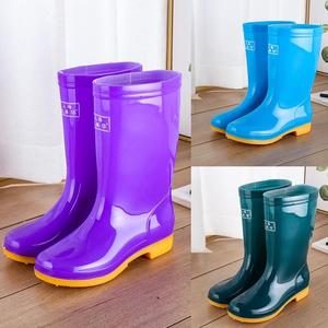 水田干活坡跟夏季简易夏天下雨天时尚防水鞋雨靴女洋气中高筒防雨