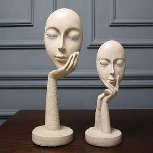 客厅书房办公室小摆件女人脸面具雕塑欧式会所酒柜人物装饰工艺品