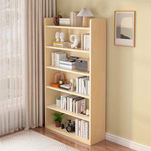 实木书架落地置物架家用客厅靠墙多层收纳储物柜简易学生儿童书柜