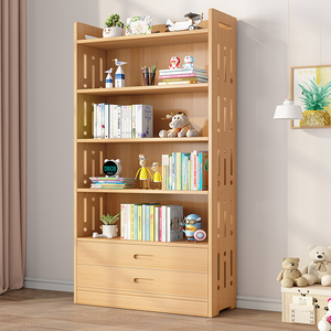 实木书架置物架落地客厅多层靠墙收纳储物柜简易家用学生儿童书柜