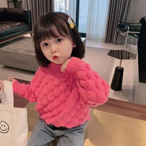 巴拉巴柆儿童毛衣女孩秋冬季新款韩版洋气中小童装套头宝宝镂空针