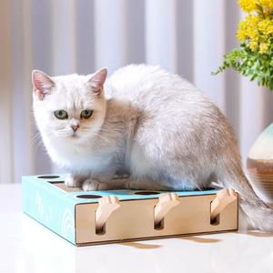 猫咪蹭毛板宠物猫咪玩具打地鼠机玩具木质瓦楞纸猫抓板盒子