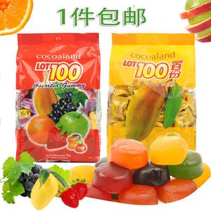 马来西亚LOT100一百分水果软糖什锦百份百芒果味糖喜糖1000g年货